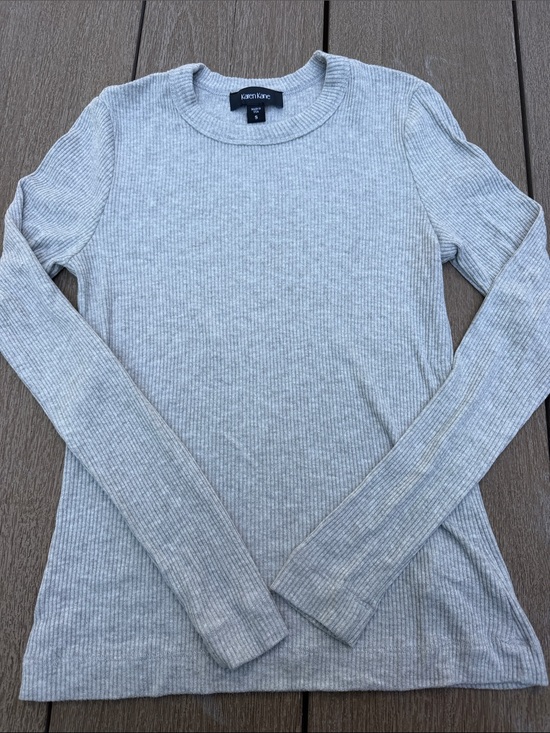 Karen Kane Tops - Karen Kane Heather Gray Ribbed Long-Sleeve Crew Top